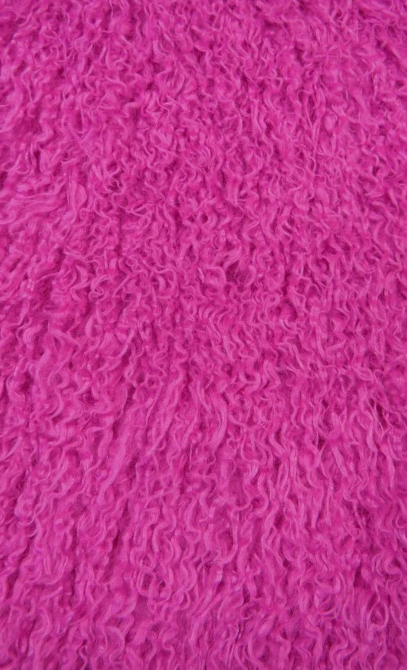 PRE-SALE Zahra Oversized Fur Tote Bag (Fuschia Mongolian Fur)